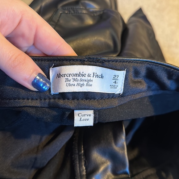 90s Straight Ultra High Rise Leather Pants - Picture 2 of 3